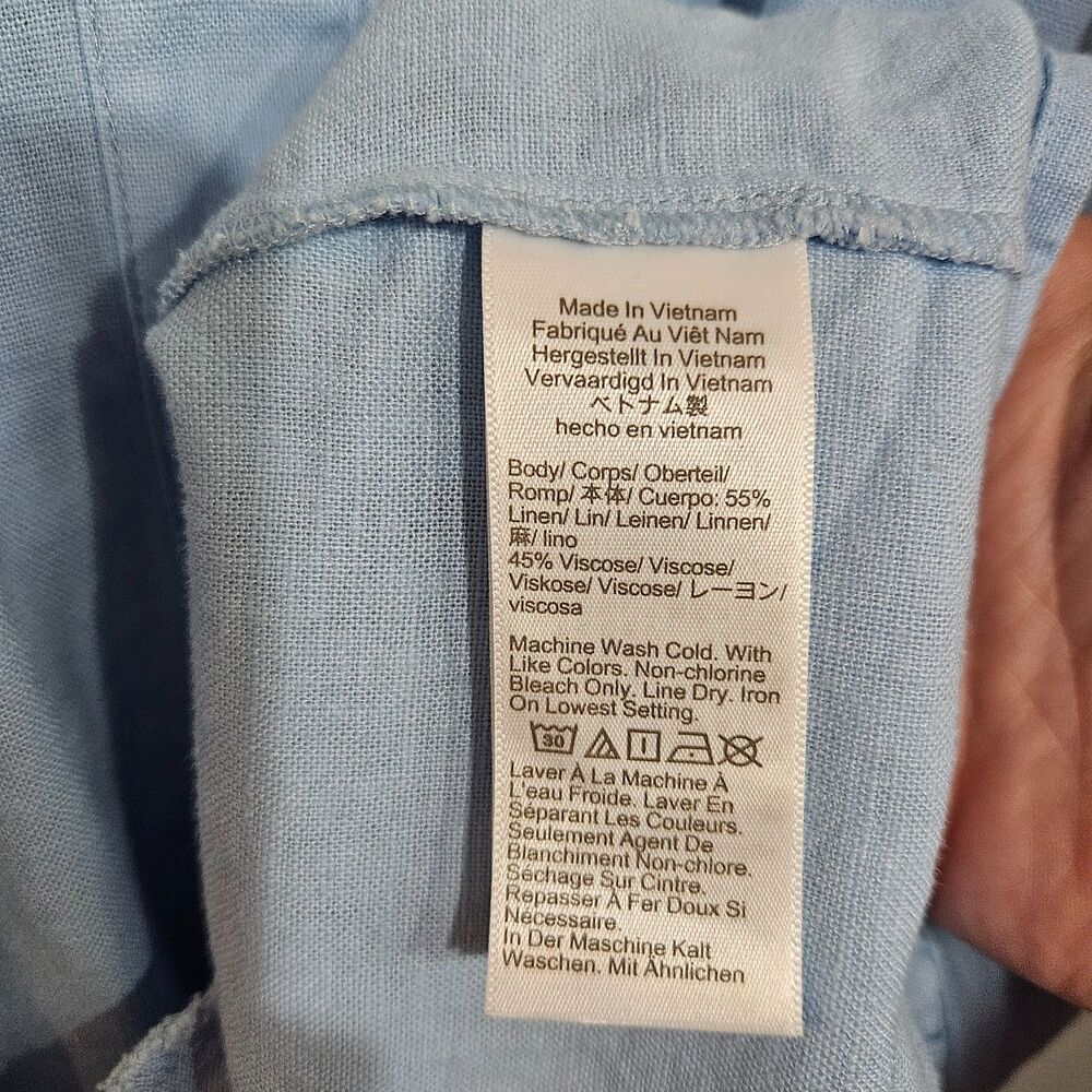 NWT J.Crew Linen Summer Dress Loose Fit Tiered Babydoll Mid Thigh Powder Blue - Picture 11 of 12
